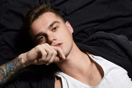 Model test of handsome man  at studioの写真素材