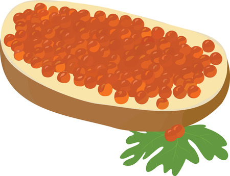 sandwich with red caviar on white backgroundのイラスト素材