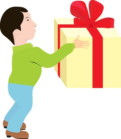 cartoon man with very big gift boxのイラスト素材