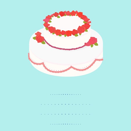 happy birthday card with white cake on blue