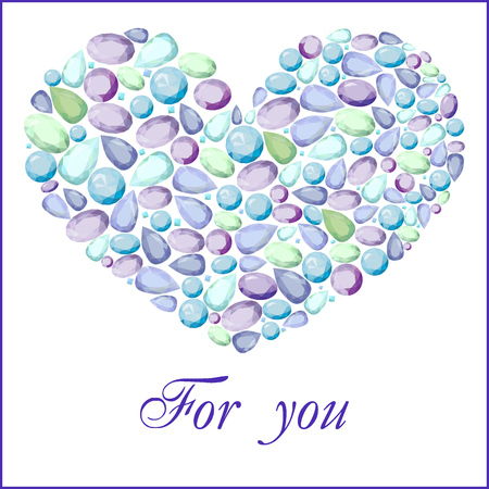 Precious heart consist of different crystal blue gem stonesのイラスト素材