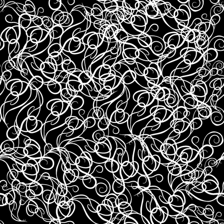 Abstract white curl wave on a black backgroundのイラスト素材