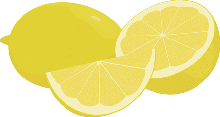Fresh lemons, yellow  lime fruit vector illustrationのイラスト素材