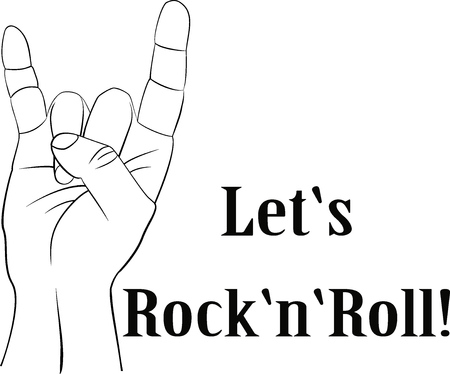 Rock n roll  or heavy metal sign of the horns line artのイラスト素材