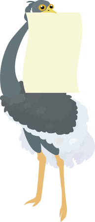 Funny Ostrich holding blank signのイラスト素材