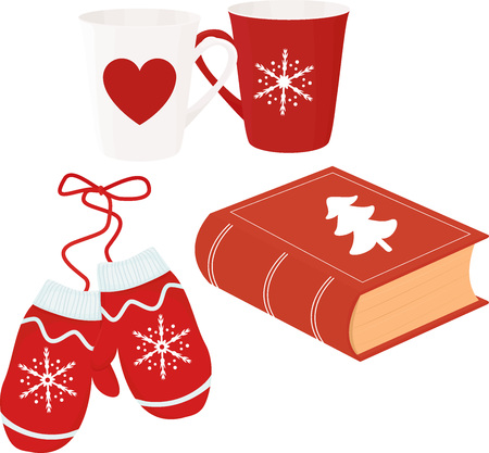 Winter items illustration isolated on whiteのイラスト素材