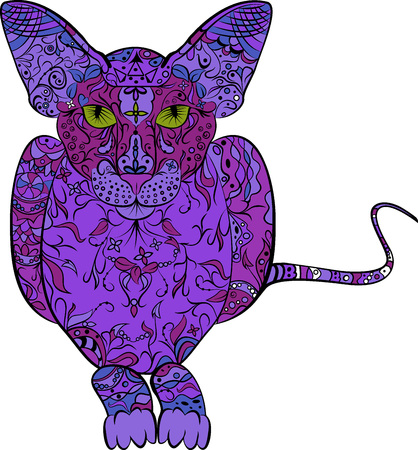 Cat in zen tangle style.のイラスト素材
