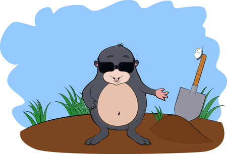 Cartoon cute mole in sunglassesのイラスト素材