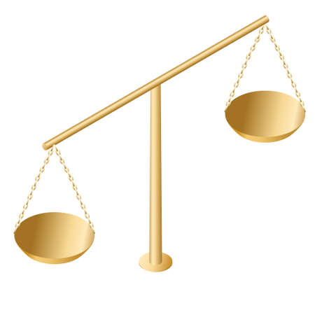 Scales isometric icon isolated on a white background. vector illustration concept of balance and justiceのイラスト素材