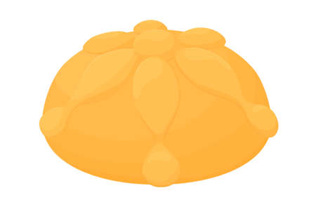 Bread of the dead for mexican celebration Dia de Muertos isolated on white. Traditional Spanish bread vector illustrationのイラスト素材