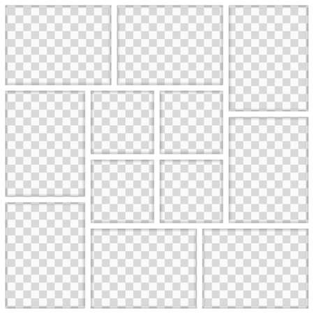 Templates collage 12 frames photos parts, picture or illustration. Board and branding presentation concept. Creative theme. Mood board. Poster mockup.のイラスト素材
