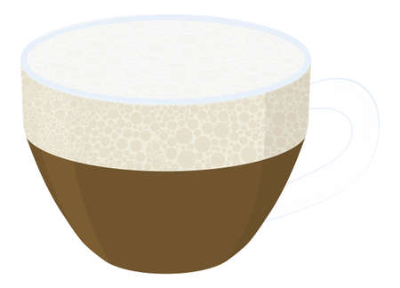 Cartoon raf coffee in glass cup. Isolated hot drink illustration on white background.のイラスト素材