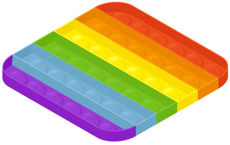 Antistress fidget sensory isometric illustration. Bubble rainbow colorful toy.のイラスト素材