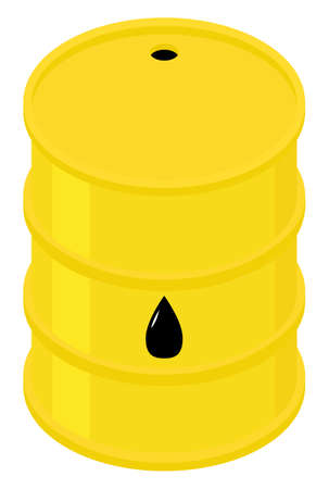 Oil yellow barrel icon isolated on white. Isometric vector petroleum illustration.のイラスト素材