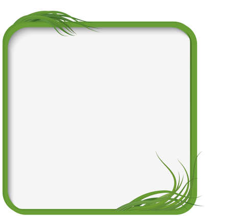 Green grass frame with copy space. Square vector template isolated on white background.のイラスト素材