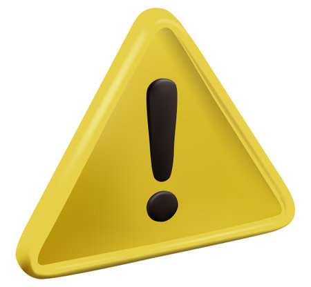 Realistic 3d yellow triangle warning sign vector render illustration. Attention conceptual icon.のイラスト素材