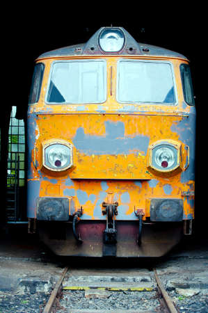 Front view of old electric locomotive