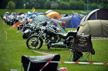 WROCLAW, POLAND - MAY 17: FH-DCE Super Rally 2013 event. Bikers, bikes and rally participants. May 17, 2013 in Wroclaw - Poland.のeditorial素材