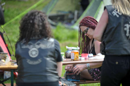 WROCLAW, POLAND - MAY 17: FH-DCE Super Rally 2013 event. Bikers, bikes and rally participants. May 17, 2013 in Wroclaw - Poland.のeditorial素材