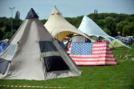 WROCLAW, POLAND - MAY 17: FH-DCE Super Rally 2013 event. Bikers, bikes and rally participants. May 17, 2013 in Wroclaw - Poland.のeditorial素材