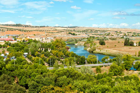 rural landscape near spanish little town - Toledoの写真素材