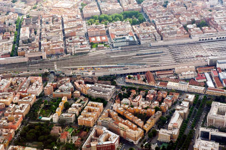 Aerial photograph of railway station in Rome cityの写真素材