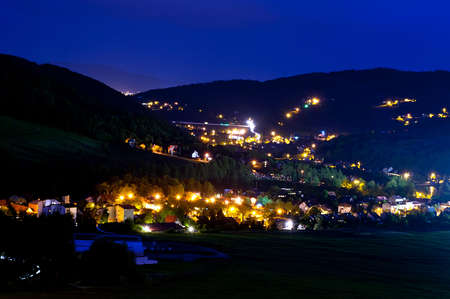 little city in beskidy mountains in Poland near Zar mountainの写真素材