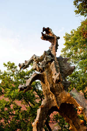 Statue of Dragon of Wawel Hill in Cracowの写真素材