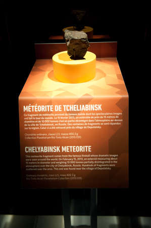 MONTREAL, CANADA - July 28: The chelyabinsk meteorite exhibition in Biodome building, July 28 2014 Montreal, Canadaのeditorial素材