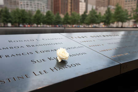 NEW YORK, USA - July 29:  Memorial granite wall with names etched victims of the 2001 terror attacks...