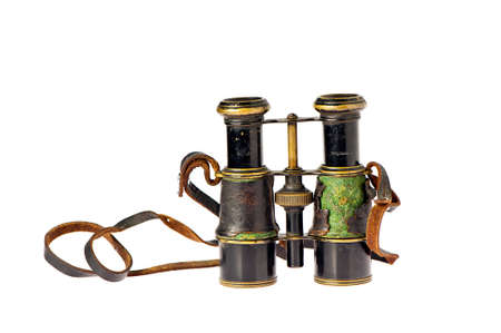 isolated vintage, retro binoculars at white backgroundの写真素材