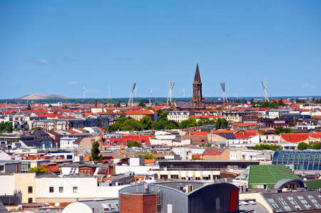 spotlights stadium and church in Berlin