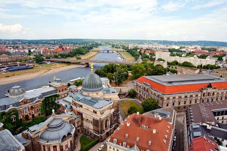 dresden and bridge over elbe riverの写真素材
