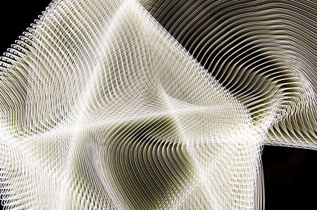 An illustrated background of abstract white lines forming a waves web