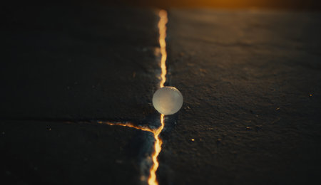 White ball on the road at sunset. Abstract background and texture.の素材