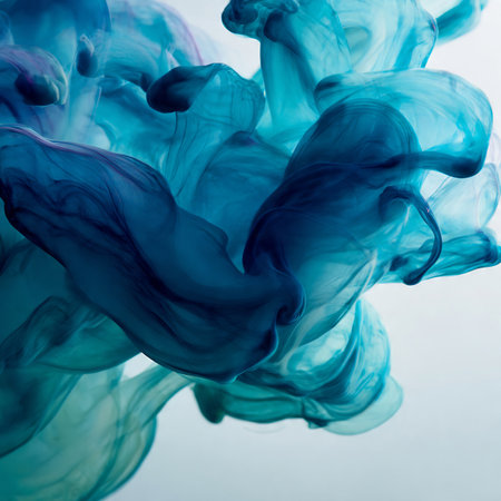 Ink in water abstract background. Blue ink in water abstract backgroundの素材
