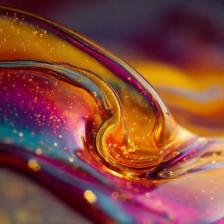 Colorful abstract background of the oil drops on the water surface.の素材