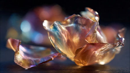 close up of a piece of crystal gemstone on a dark backgroundの素材