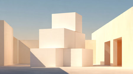 Abstract architecture background, 3d render, modern minimalistic interior designの素材