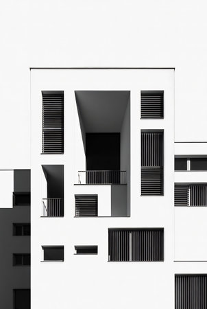 Abstract fragment of modern architecture. Residential modern building. 3d renderingの素材