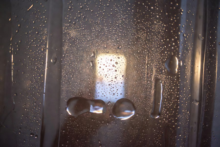 Water drops on the window. Raindrops on the window glass.の素材