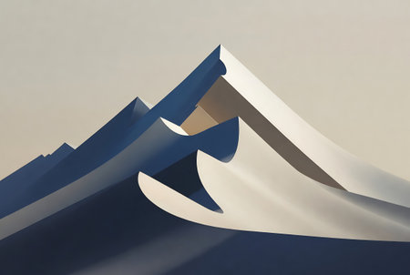 3d render, abstract background, blue and white paper origamiの素材