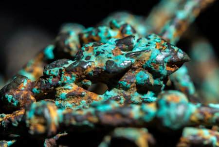 Rusty metal background close-up macro photography with shallow depth of fieldの素材