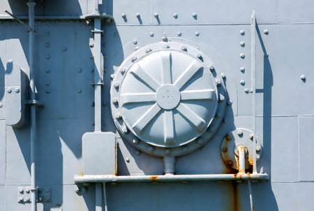 Part of a military ship, close-up. Texture and backgroundの素材
