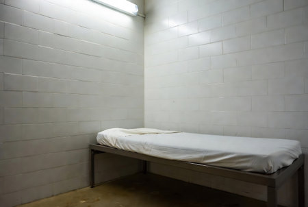Interior of a hospital ward with a bed in a hospital.の素材