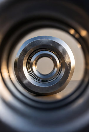 Close-up of the ball bearing of a car engine. Selective focus.の素材