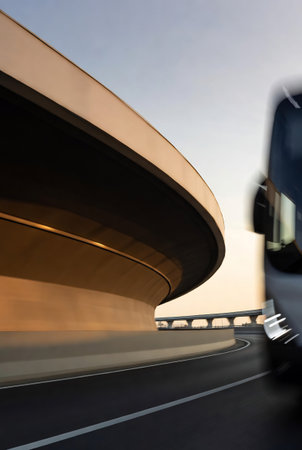 car on the road with motion blur background, abstract scene.の素材