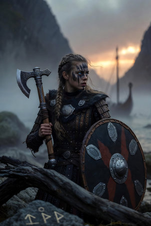 abstract background from a mosaic of blue and gold tiles with a circular patternの素材