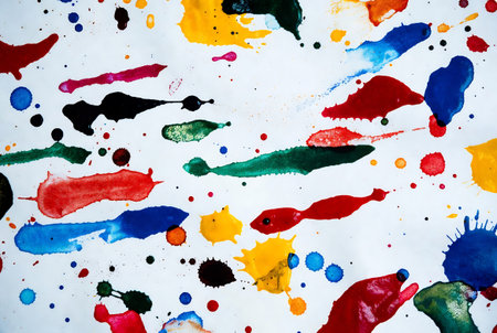 Colorful watercolor splashes on white paper. Abstract background.の素材