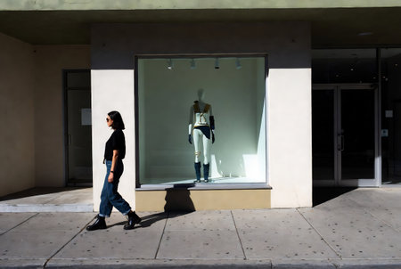 Mannequin in front of a shop window in Milan, Italyの素材